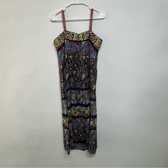 Anthropologie One September Cosima Dress Boho Scarf Print Midi Loose Medium - Picture 7 of 11